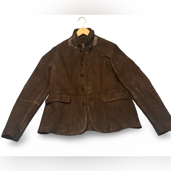 All Saints Survey Double Layered Leather Blazer - Picture 2 of 6